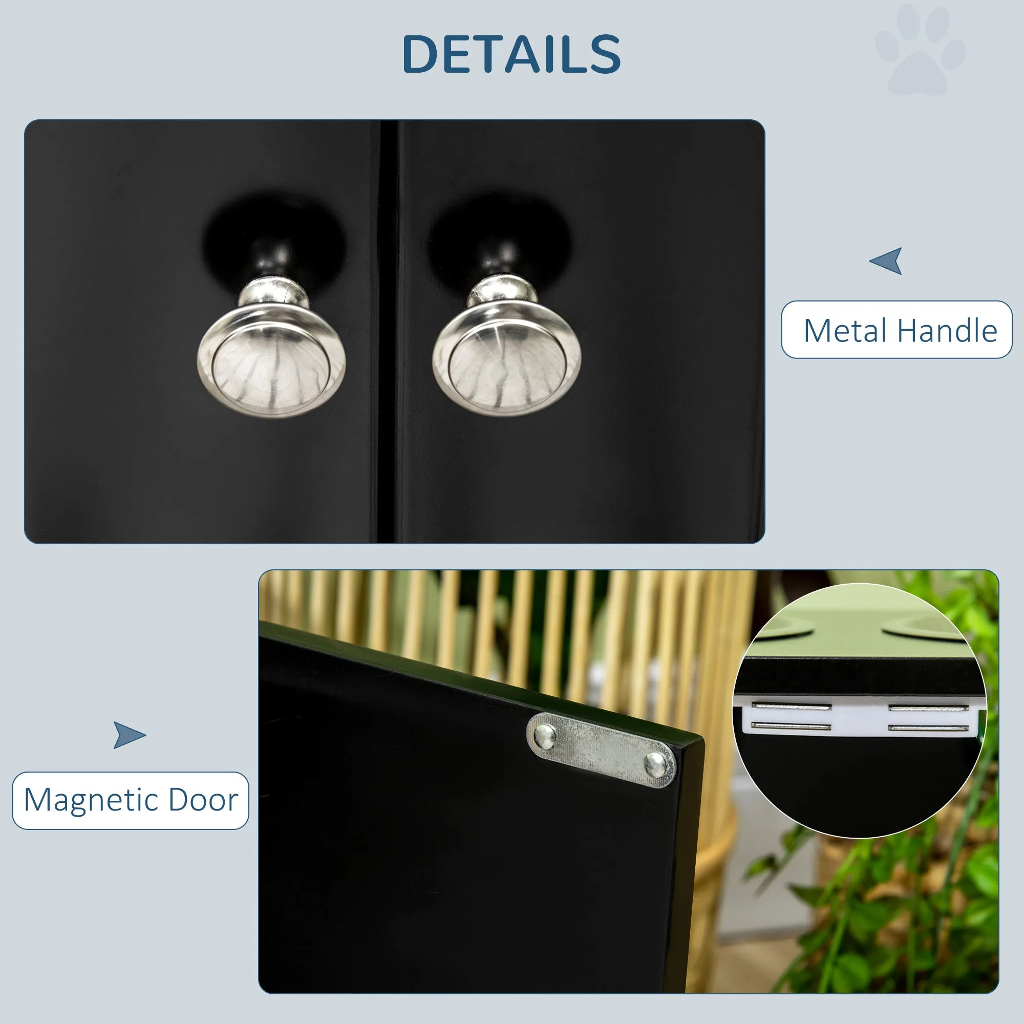 PawHut Raised Dog Bowls for Large Dogs Feeding Station w/ Stand, Storage - Black