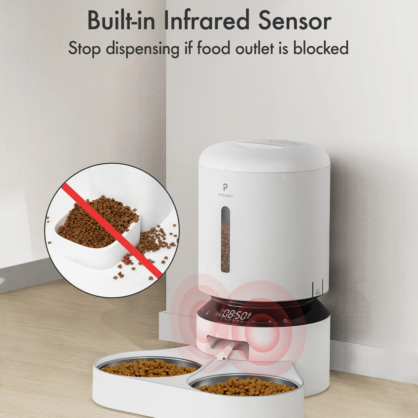 Pelibro Granary Automatic Dual Tray 5L Feeder in White