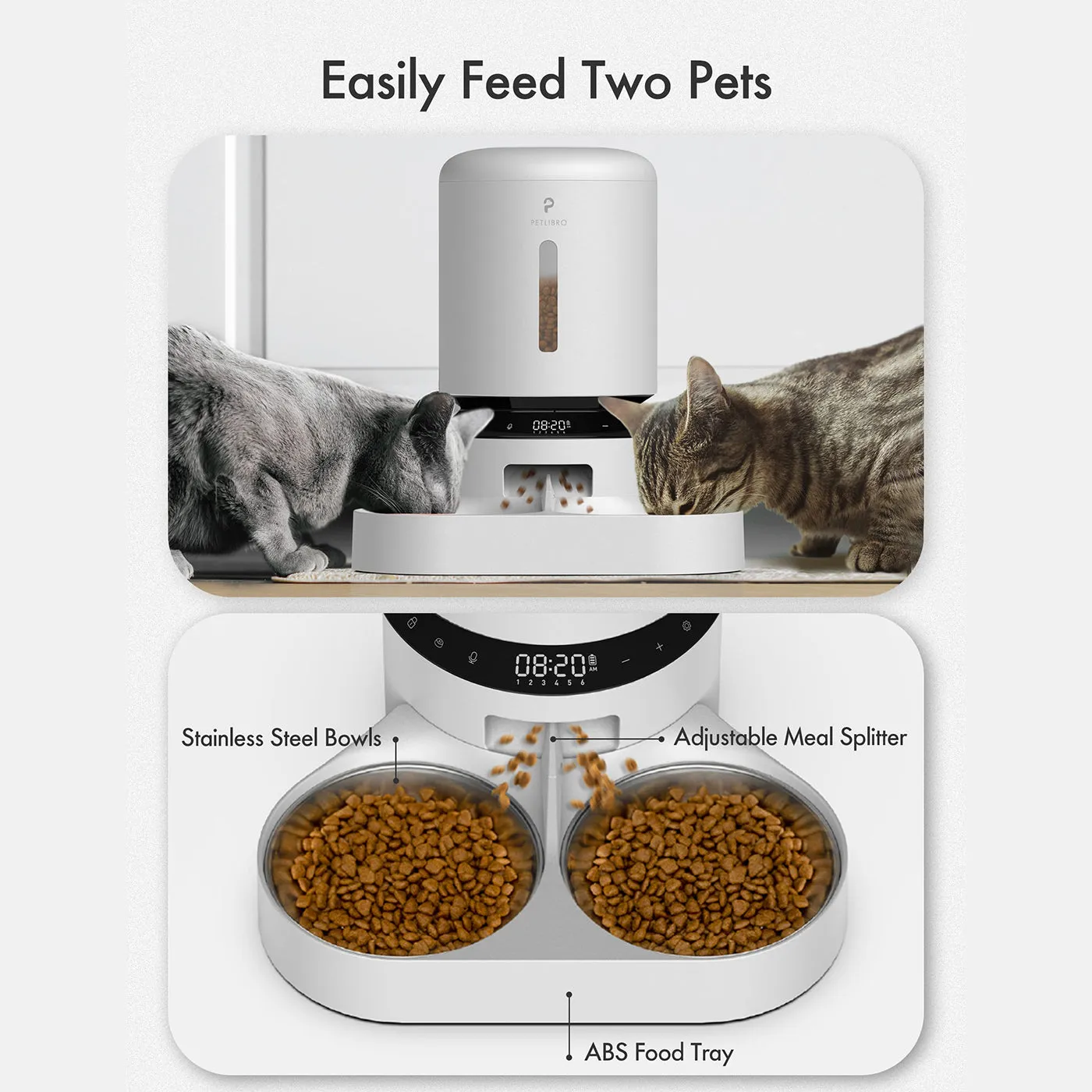 Pelibro Granary Automatic Dual Tray 5L Feeder in White