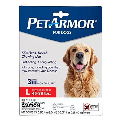 PetArmor for Dogs, Flea and Tick Treatment for Large Dogs (45-88 Pounds), Includes 3 Month Supply of Topical Flea Treatments