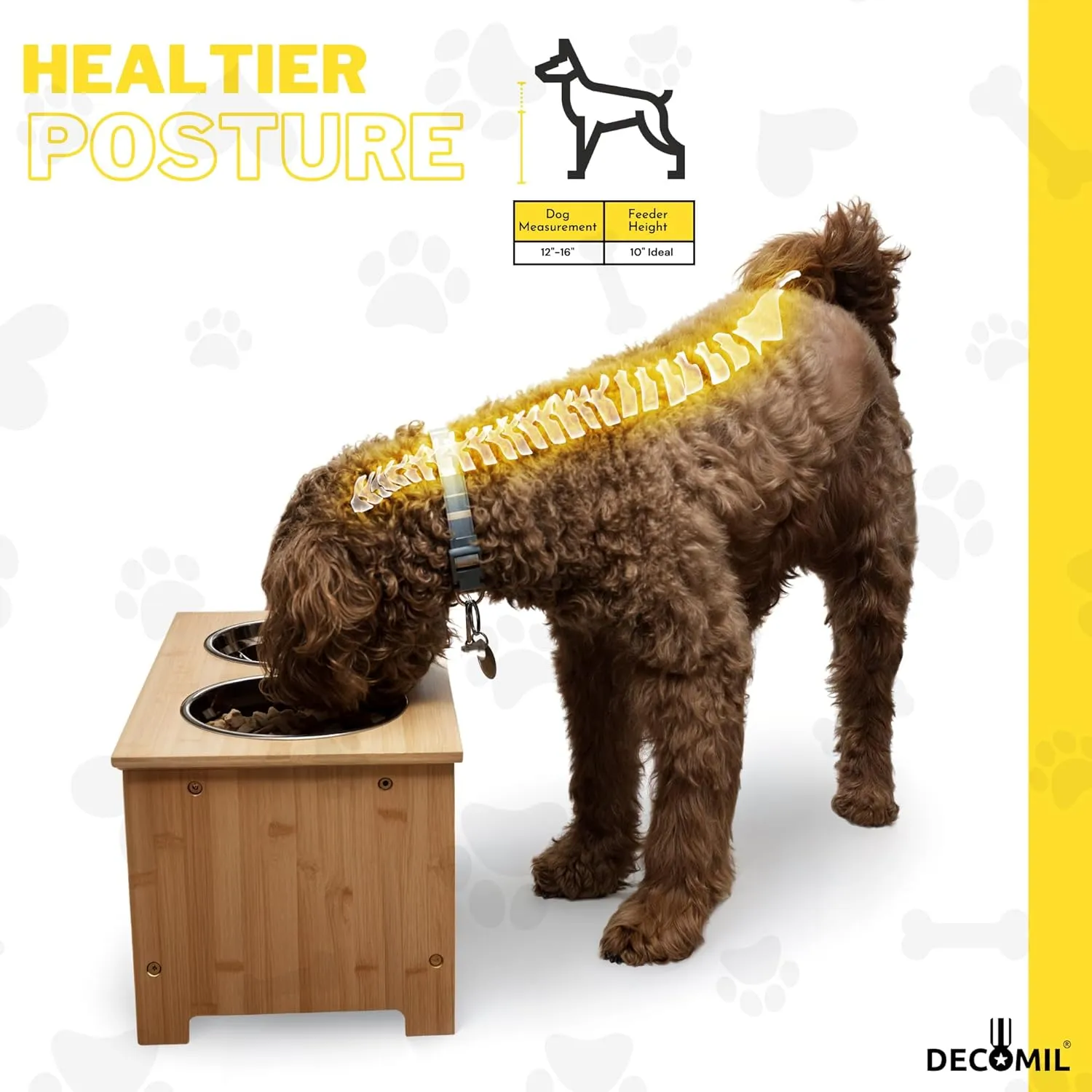 Raised Dog Bowl Stand for Medium-Sized Dogs - Bamboo Elevated Feeding Station
