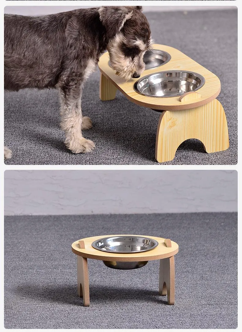 Raised Wooden Dog Bowl