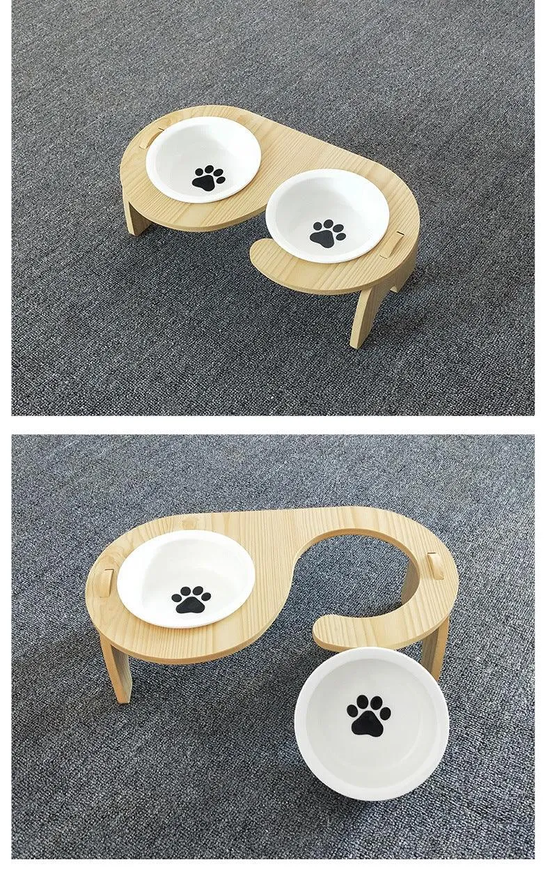 Raised Wooden Dog Bowl