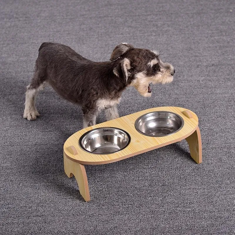 Raised Wooden Dog Bowl
