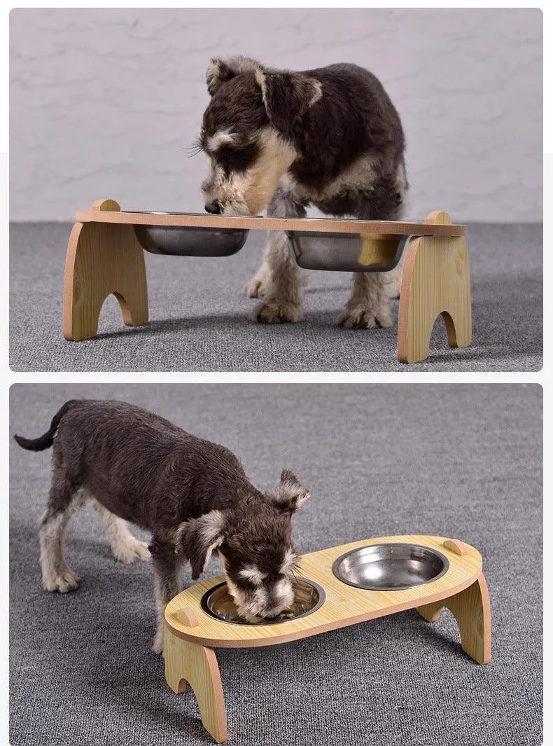 Raised Wooden Dog Bowl