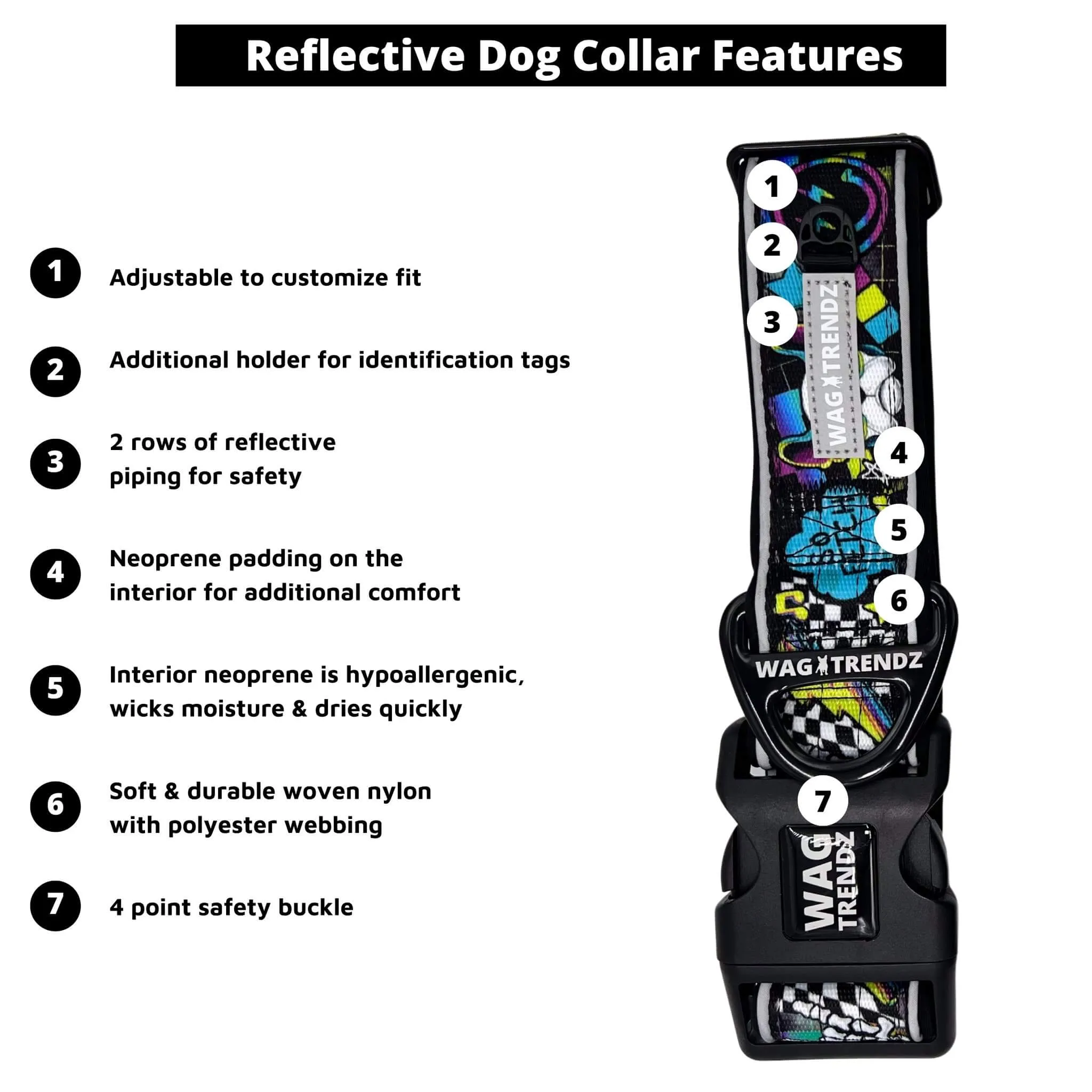 Reflective Dog Collar - Skull Society