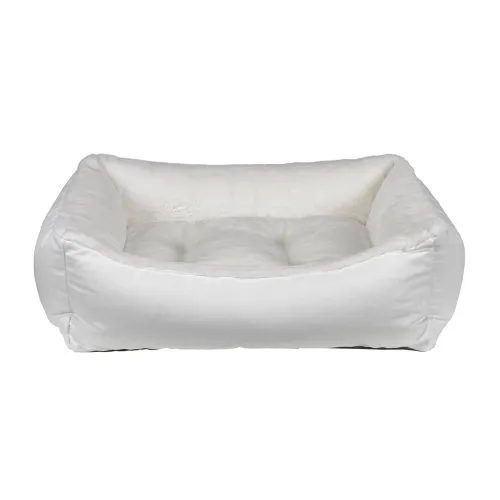 Scoop Bolstered Dog Bed — Winter Dream Fur / MicroVelvet Snowflake