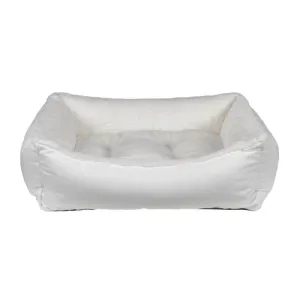 Scoop Bolstered Dog Bed — Winter Dream Fur / MicroVelvet Snowflake