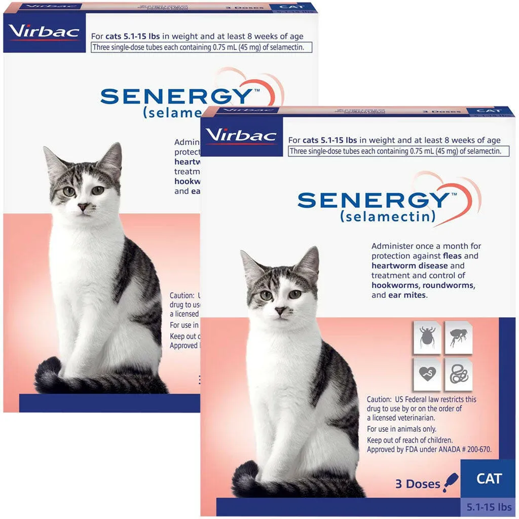 Senergy Topical Solution for Cats, 5.1-15 lbs, (Blue Box)