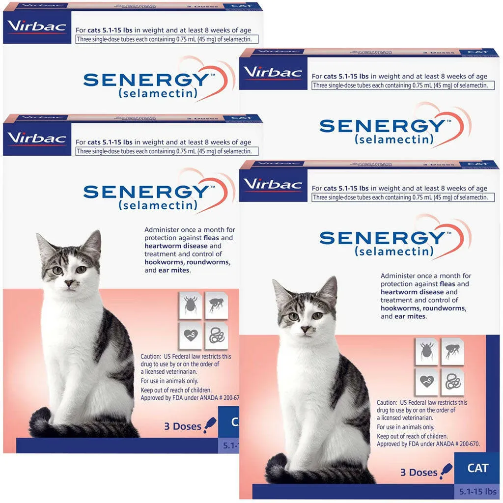 Senergy Topical Solution for Cats, 5.1-15 lbs, (Blue Box)