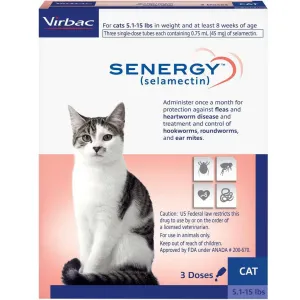 Senergy Topical Solution for Cats, 5.1-15 lbs, (Blue Box)