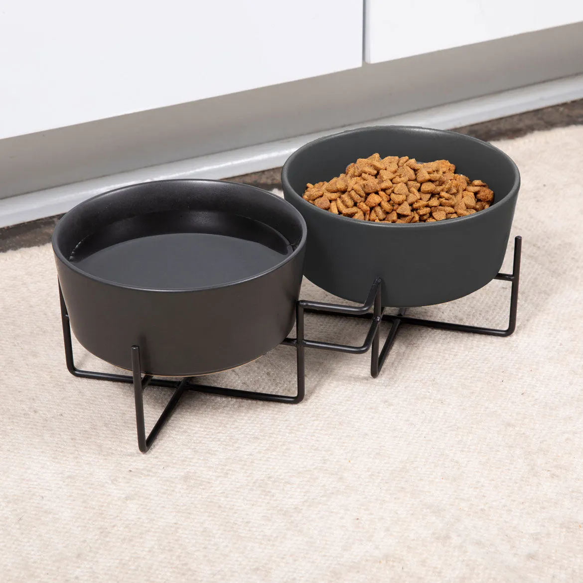 Simple Solid Double Feeder Bowl   Dog Bowl Stand