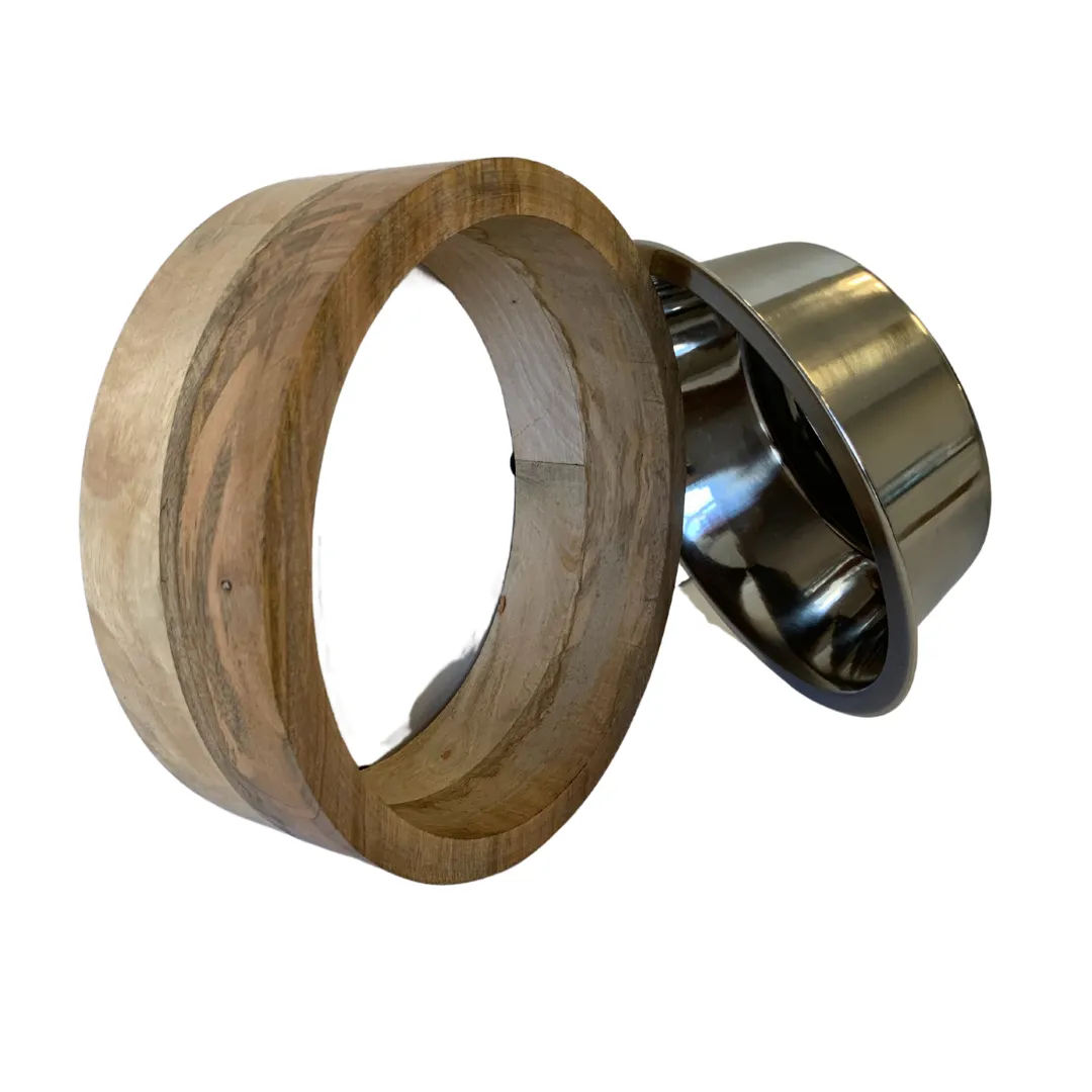 Stainless Steel Dog Bowl with MANGO Wood Holder