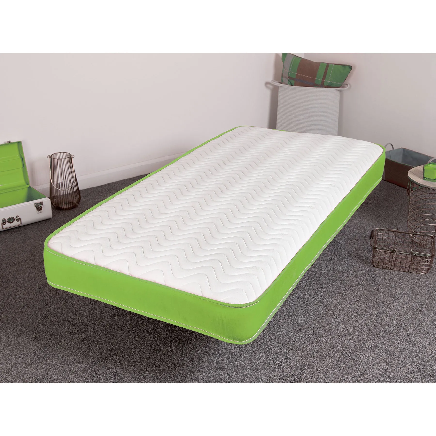 Starlight Beds™ 7" Deep Cool touch Luxurious soft Finish Memory Foam & Hybrid Spring Green Border Mattress