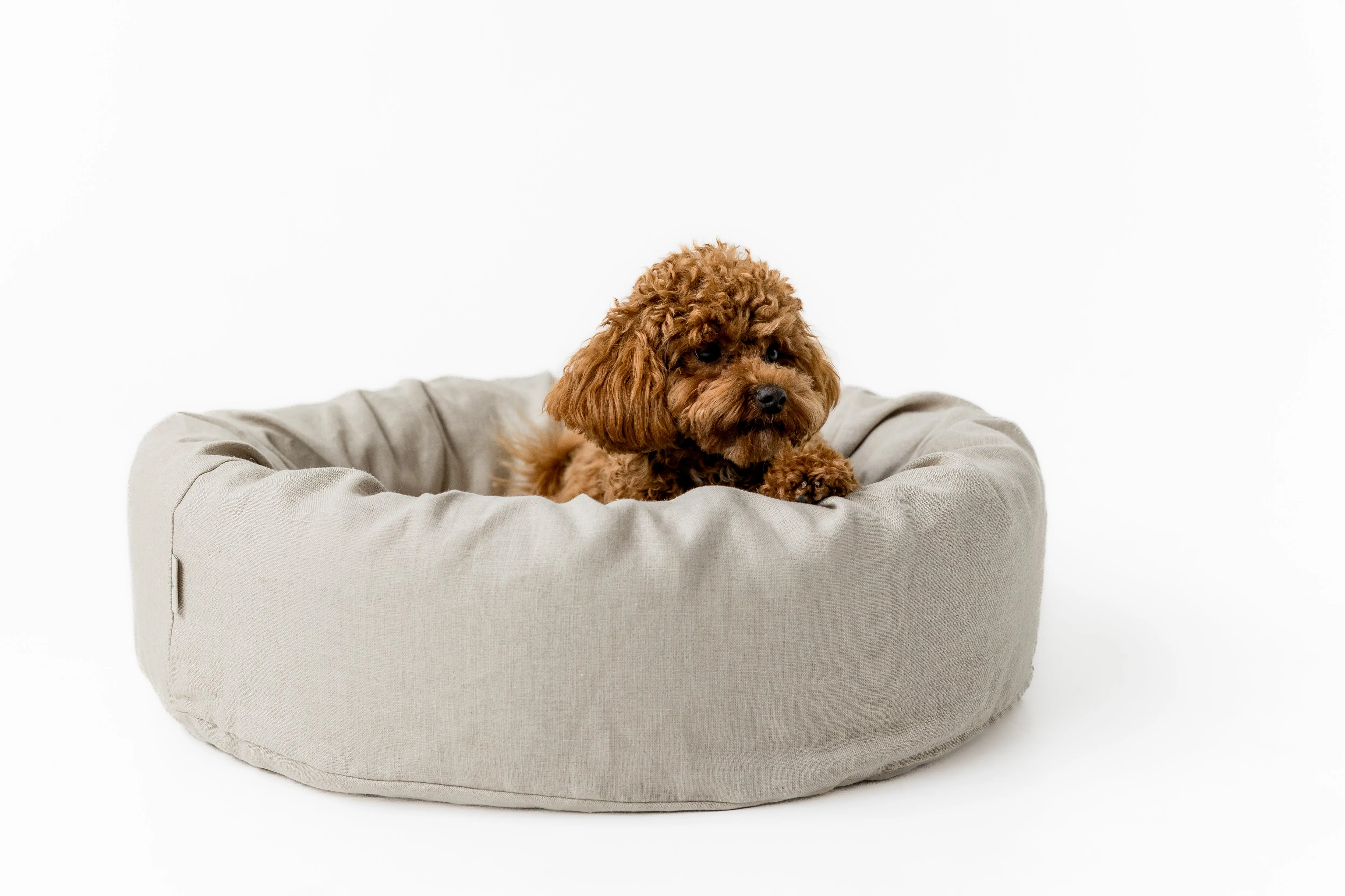 Unique Round Hemp Linen Pet Bed Cot with Removable Washable Natural Linen Cover Filled Organic Hemp Fiber house eco-friendly Gift