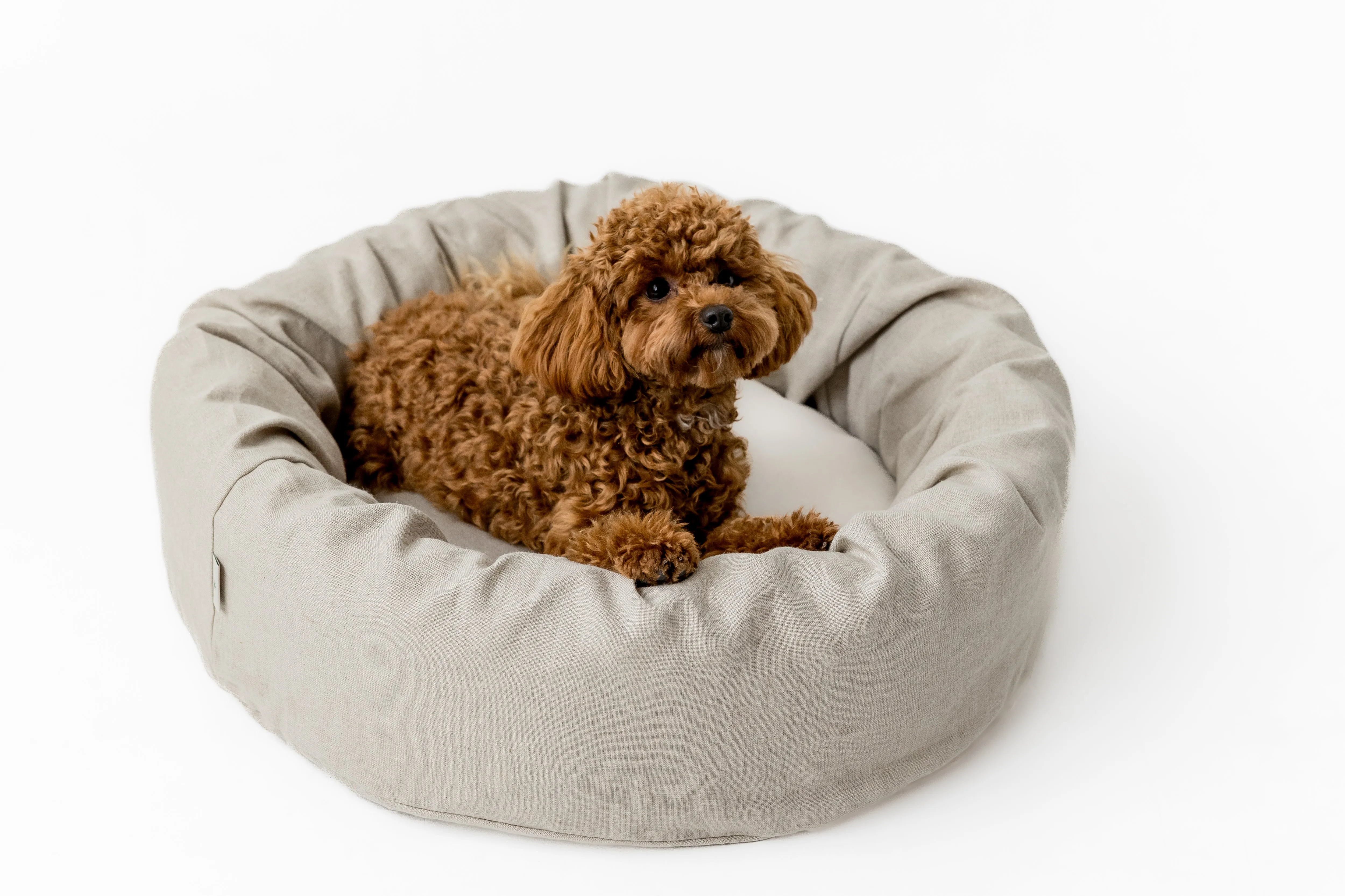 Unique Round Hemp Linen Pet Bed Cot with Removable Washable Natural Linen Cover Filled Organic Hemp Fiber house eco-friendly Gift