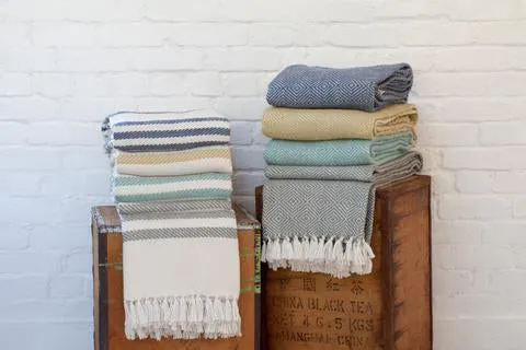 Weaver Green Blanket throw ~ Diamond - Chinchilla - ethically produced