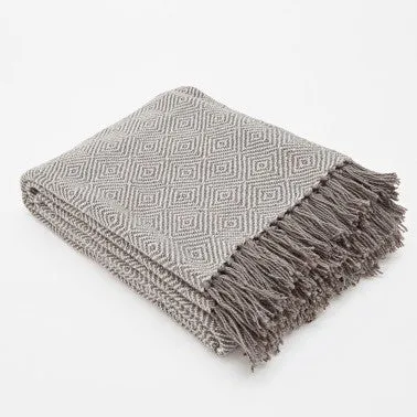 Weaver Green Blanket throw ~ Diamond - Tabby - ethically produced 230 x 130cm