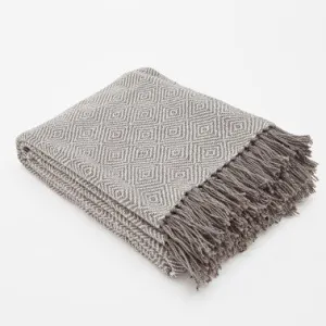 Weaver Green Blanket throw ~ Diamond - Tabby - ethically produced 230 x 130cm