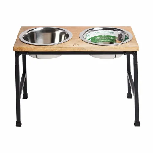 Wood & Metal Elevated Pet Feeder